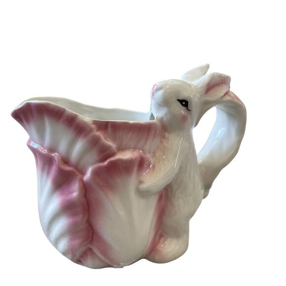 Corner Ruby Spring Collection Pink Cabbage & Bunny Creamer & Sugar Bowl New - Picture 3 of 16
